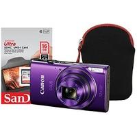 CANON 1082C006AA 16GB CASE IXUS 285 HS Purple Camera Kit inc 16GB SD Card and Case - (Cameras > Digital Cameras)