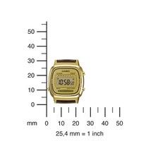 casio womens quartz watch with gold dial digital display and brown lea ...