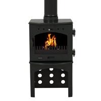 Carron Green Enamel 4.7kW Multifuel Stove With Log Store