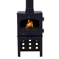 carron blue enamel 47kw multifuel stove with log store