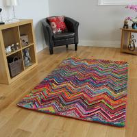 Cairo Chevron Multi Rag Rugs - 110 cm x 160 cm (3\'7\