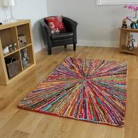 Cairo Sunburst Multi Modern Rag Rugs - 110 cm x 160 cm (3\'7\