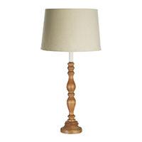 Candle Table Lamp Wood Fabric Shade In-line Switch
