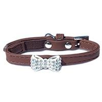 Catty Things Diamante Bow Cat Collar Brown (Pack of 5)