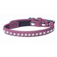 Catty Things Leather Look Diamante Cat Collar Purple (Pack of 5)