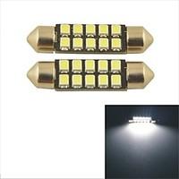 Carking Car Internal 2835-41mm-10SMD Festoon Dome Light-White Light(2PCS)