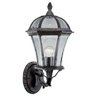 capri cast black outdoor uplight wall lamp with bevelled glass