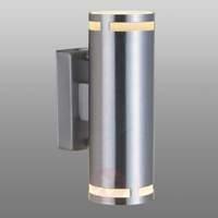Can double outdoor wall lamp, stainless steel