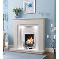 carmela polar white marble fireplace package with electric fire