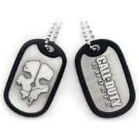 Call of Duty Ghosts Skull Metal Embedded Detail Dog Tag Set Rubber Rim 60cm