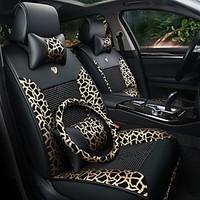 Car Seat Cushion Car Seat Cover Family Car Seat 5 Leopard Leather Silk Four General Black Gold