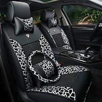 Car Seat Cushion Car Seat Cover Family Car Seat 5 Leopard Leather Silk Four General Black And White