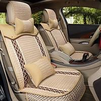 Car Seat Cushion Car Seat Cover Family Car Silk Leather 5 Seat Four Seasons General Beige