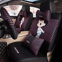 Car Seat Cushion Car Ceat Cushion Cets Of Family Car Cartoon Cute Ice Silk Cloth Material---Black Rose Red Spot-218