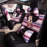 Car Seat Cushion Car Ceat Cushion Cets Of Family Car Cartoon Cute Ice Silk Cloth Material---Warm Stripe-220