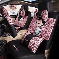 Car Seat Cushion Car Ceat Cushion Cets Of Family Car Cartoon Cute Ice Silk Cloth Material---Pink Leopard Print-215