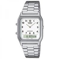 Casio AQ230A-7BMQ Mens Classic Combi Watch with Numeric Digits Silver with White Dial