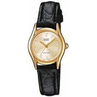 Casio Ladies Analogue Watch Black with Gold Case