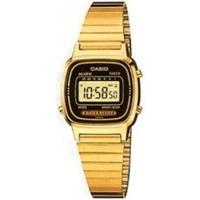 Casio Ladies Black Dial Gold Plated Digital Watch