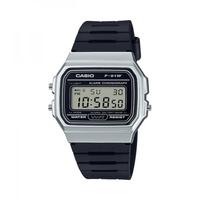 Casio F-91WM-7AEF Casual Digital Watch with Black Rubber Strap & Silver Plated Case