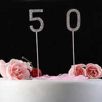 Cake Topper Non-personalized Crystal Anniversary / Birthday Rhinestone Classic Theme Poly Bag
