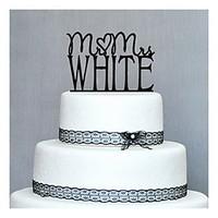 Cake Topper Personalized Hard plastic Wedding / Anniversary / Birthday Black Classic Theme 1 PVC Bag