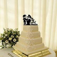 Cake Topper Non-personalized Classic Couple Acrylic Wedding Flowers Black Classic Theme 1 Gift Box