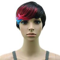 Capless 1B/Red/Blue Synthetic Hair High Temprature Heat Resistant Fiber Woman Wig