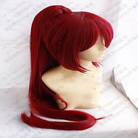 Capless Red Cosplay Wig Super Long Straight Synthetic Hair Wigs Animated Party Wigs with Ponytail