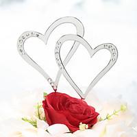 Cake Topper Non-personalized Hearts Chrome Wedding / Anniversary Rhinestone Silver Beach Theme / Classic Theme / Fairytale Theme 2 PVC Bag