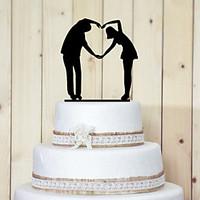 Cake Toppers Classic Couple Acrylic Heart-shaped Gesture Cake Topper