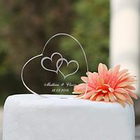 Cake Topper Personalized Classic Couple / Hearts Crystal Bridal Shower / Anniversary / Wedding Garden Theme / Classic Theme Gift Box