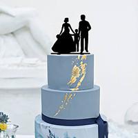 Cake Topper Non-personalized Classic Couple Acrylic Wedding Flowers Black Classic Theme 1 Gift Box