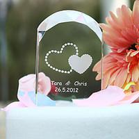 Cake Topper Personalized Classic Couple / Hearts Crystal Bridal Shower / Anniversary / Wedding Garden Theme Gift Box
