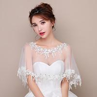 Capelets Lace Tulle Wedding Party/Evening Lace Rhinestone Tassels