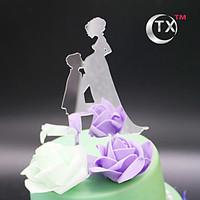 Cake Topper Non-personalized Classic Couple Acrylic Wedding Flowers Black Classic Theme 1 Gift Box