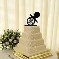 Cake Topper Non-personalized Classic Couple Acrylic Wedding Flowers Black Classic Theme 1 Gift Box