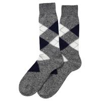 Cashmere Argyll Sock (Charcoal Chine/White/Navy / L)