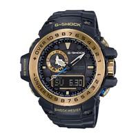 Casio G-Shock Master of G men\'s solar-powered multi-function black and gold-tone watch