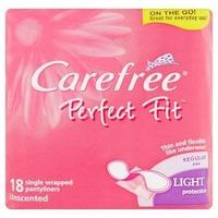 Carefree Perfect Fit Single Wrapped Pantyliners 18 Pack