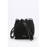 calvin klein keyla black suede bucket bag black