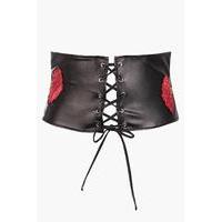 caroline embroidered corset belt black