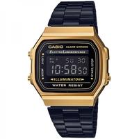 Casio A168WEGB-1BEF Classic Digital Watch with Black Strap & Gold Plated Case