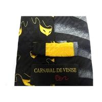 Carnaval de Venise Silk Tie with Gold Mask and Tiger Design