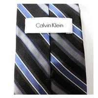 Calvin Klein Blue And Black Striped Silk Tie