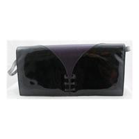 Carvela patent black & purple clutch bag with detachable strap