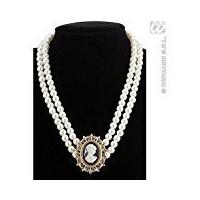 Cameo & Pearls Necklace Fancy Dress Costume Jewellery For Outfits Bling