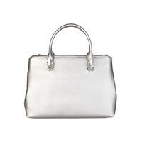 Cavalli Class Silver Matte Leather City Bag