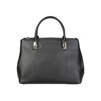 Cavalli Class Black Matte Leather City Bag