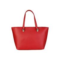 Cavalli Class Red Matte Leather Wide Tote Bag